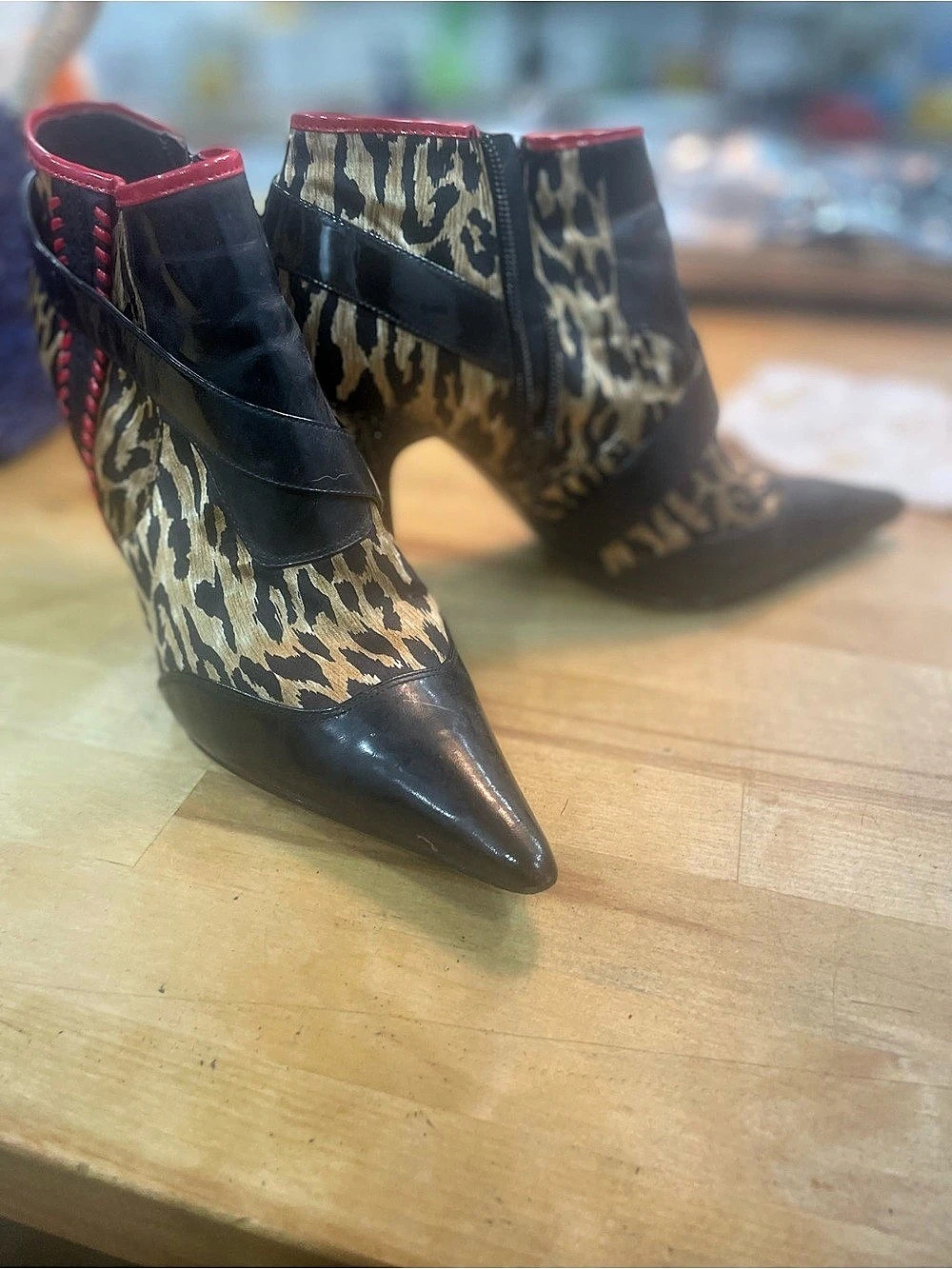 baby phat Women's Leopard Print Pointed-Toe Booties